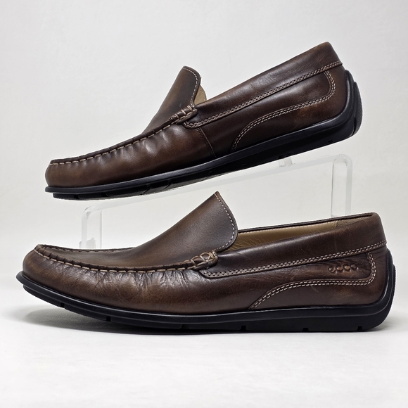 Ecco Men's Classic Moc 2.0 Venetian Leather Loafers Coffee Size 41 EU/7-7.5 US - Picture 3 of 13